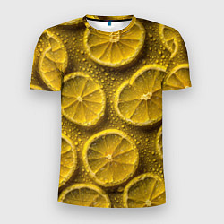 Мужская спорт-футболка Сочный паттерн из долек лимона