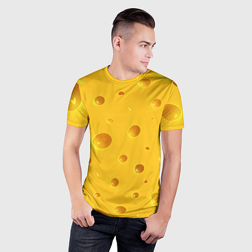 Мужская спорт-футболка Сырная текстура / 3D-принт – фото 3