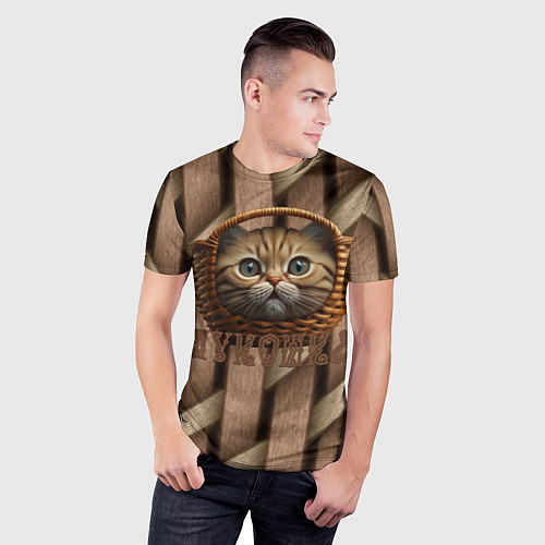 Мужская спорт-футболка Кошка лукошка мем / 3D-принт – фото 3