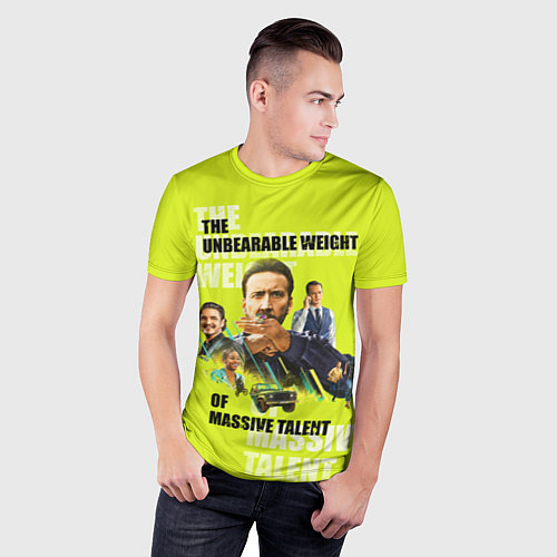 Мужская спорт-футболка Афиша на лаймовом фоне / 3D-принт – фото 3