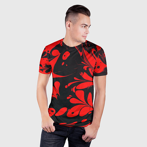Мужская спорт-футболка Красно-черный узор / 3D-принт – фото 3