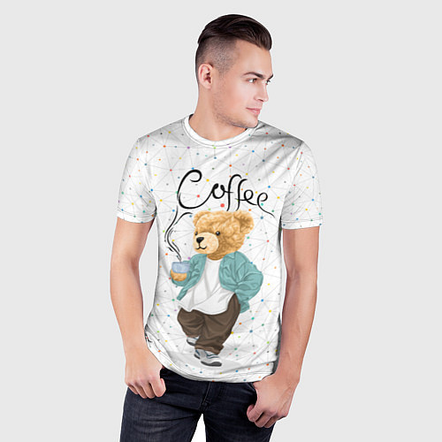 Мужская спорт-футболка Медведь с кофе / 3D-принт – фото 3