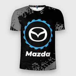 Футболка спортивная мужская Mazda в стиле Top Gear со следами шин на фоне, цвет: 3D-принт