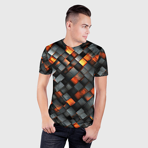 Мужская спорт-футболка Раскаленные блоки паттерн / 3D-принт – фото 3