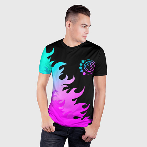 Мужская спорт-футболка Blink 182 неоновый огонь / 3D-принт – фото 3