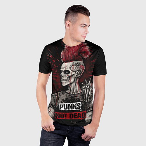Мужская спорт-футболка Punks not dead / 3D-принт – фото 3