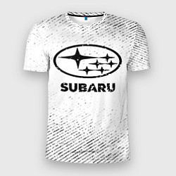 Футболка спортивная мужская Subaru с потертостями на светлом фоне, цвет: 3D-принт