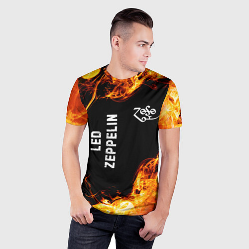 Мужская спорт-футболка Led Zeppelin и пылающий огонь / 3D-принт – фото 3