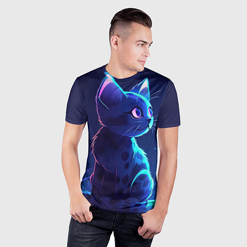 Мужская спорт-футболка Рисованный котенок / 3D-принт – фото 3