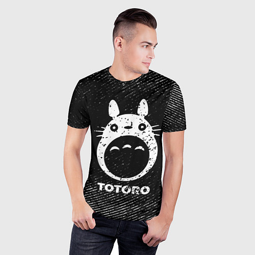 Мужская спорт-футболка Totoro с потертостями на темном фоне / 3D-принт – фото 3