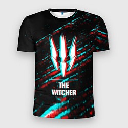 Футболка спортивная мужская The Witcher в стиле glitch и баги графики на темно, цвет: 3D-принт