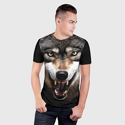 Футболка спортивная мужская Агрессивный рычащий волк, цвет: 3D-принт — фото 2