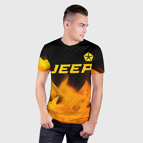 Мужская спорт-футболка Jeep - gold gradient: символ сверху / 3D-принт – фото 3