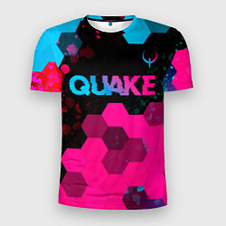 Футболка спортивная мужская Quake - neon gradient: символ сверху, цвет: 3D-принт