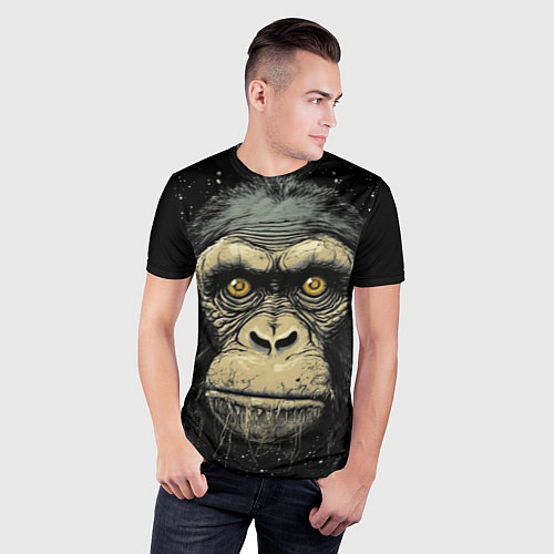 Мужская спорт-футболка Портрет обезьяны: арт нейросети / 3D-принт – фото 3