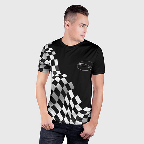 Мужская спорт-футболка Jaguar racing flag / 3D-принт – фото 3