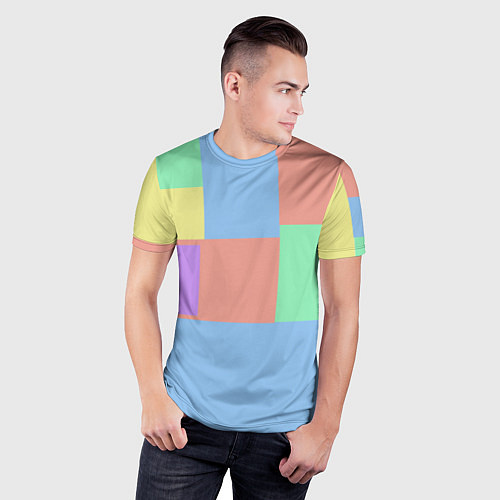 Мужская спорт-футболка Разноцветные квадраты и прямоугольники / 3D-принт – фото 3