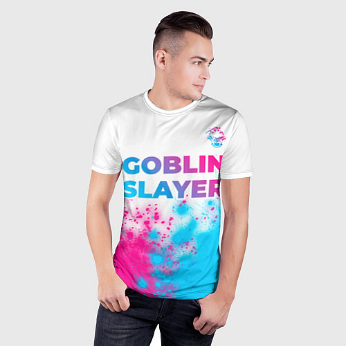 Мужская спорт-футболка Goblin Slayer neon gradient style: символ сверху / 3D-принт – фото 3