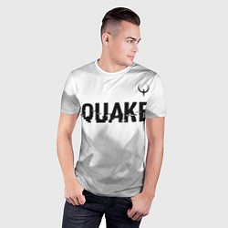 Футболка спортивная мужская Quake glitch на светлом фоне: символ сверху, цвет: 3D-принт — фото 2
