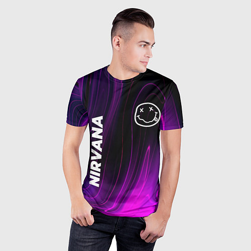 Мужская спорт-футболка Nirvana violet plasma / 3D-принт – фото 3