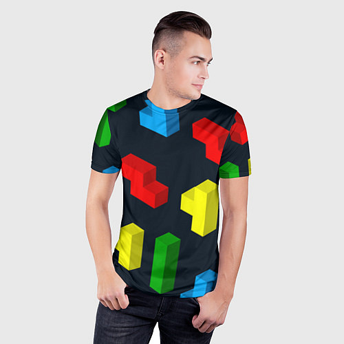 Мужская спорт-футболка Крупные фигуры из игры Тетрис / 3D-принт – фото 3