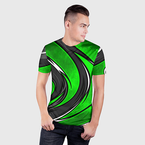 Мужская спорт-футболка Зеленая органическая броня / 3D-принт – фото 3
