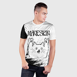 Футболка спортивная мужская Maneskin рок кот на светлом фоне, цвет: 3D-принт — фото 2