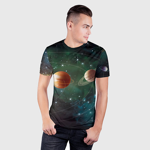 Мужская спорт-футболка Планетная система / 3D-принт – фото 3