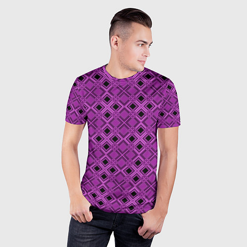 Мужская спорт-футболка Геометрический узор в пурпурных и лиловых тонах / 3D-принт – фото 3