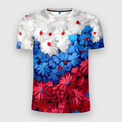 Футболка спортивная мужская Флаг РФ из цветов, цвет: 3D-принт