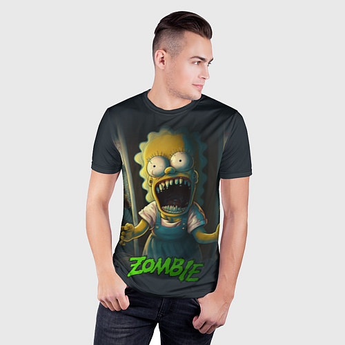 Мужская спорт-футболка Лиза Симпсон зомби / 3D-принт – фото 3