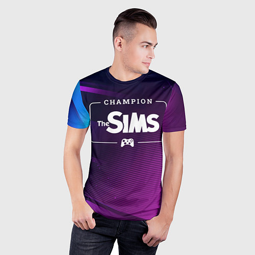 Мужская спорт-футболка The Sims gaming champion: рамка с лого и джойстико / 3D-принт – фото 3