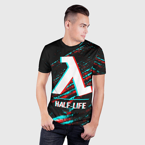 Мужская спорт-футболка Half-Life в стиле glitch и баги графики на темном / 3D-принт – фото 3