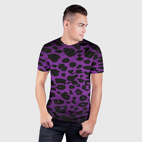Мужская спорт-футболка Фиолетовый леопард / 3D-принт – фото 3