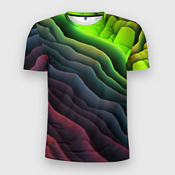 Футболка спортивная мужская Объемные волнистые полосы, цвет: 3D-принт