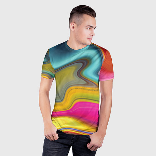 Мужская спорт-футболка Волны цвета / 3D-принт – фото 3