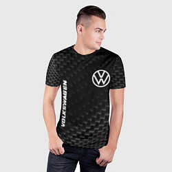 Футболка спортивная мужская Volkswagen карбоновый фон, цвет: 3D-принт — фото 2