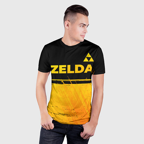 Мужская спорт-футболка Zelda - gold gradient: символ сверху / 3D-принт – фото 3