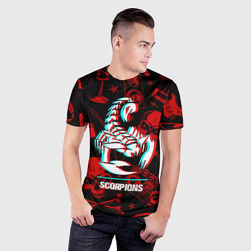 Мужская спорт-футболка Scorpions rock glitch / 3D-принт – фото 3