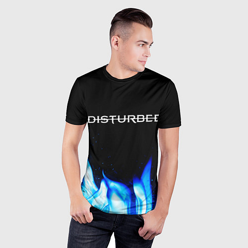 Мужская спорт-футболка Disturbed blue fire / 3D-принт – фото 3