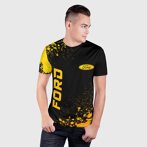 Мужская спорт-футболка Ford - gold gradient: надпись, символ / 3D-принт – фото 3