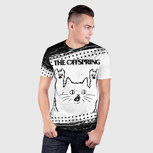 Мужская спорт-футболка The Offspring рок кот на светлом фоне / 3D-принт – фото 3