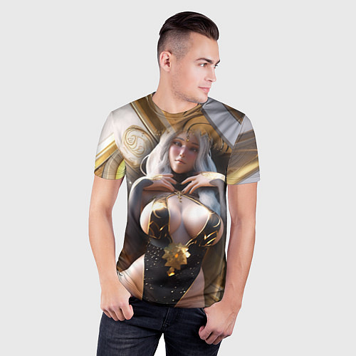 Мужская спорт-футболка Девушка с большим бюстом / 3D-принт – фото 3