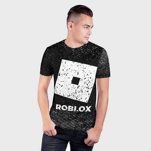 Мужская спорт-футболка Roblox с потертостями на темном фоне / 3D-принт – фото 3