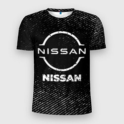 Футболка спортивная мужская Nissan с потертостями на темном фоне, цвет: 3D-принт