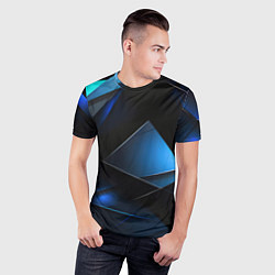 Футболка спортивная мужская Blue black texture, цвет: 3D-принт — фото 2