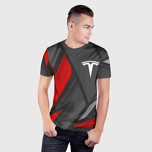 Мужская спорт-футболка Tesla sports racing / 3D-принт – фото 3
