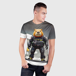Футболка спортивная мужская Капи полицейский - киберпанк - нейросеть, цвет: 3D-принт — фото 2