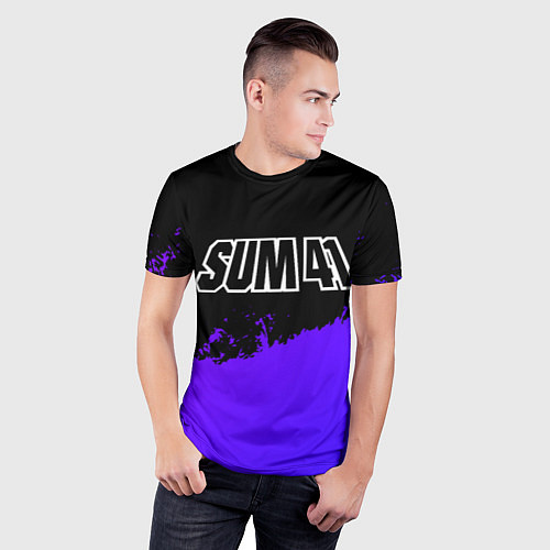 Мужская спорт-футболка Sum41 purple grunge / 3D-принт – фото 3