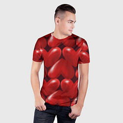 Футболка спортивная мужская Red hearts, цвет: 3D-принт — фото 2